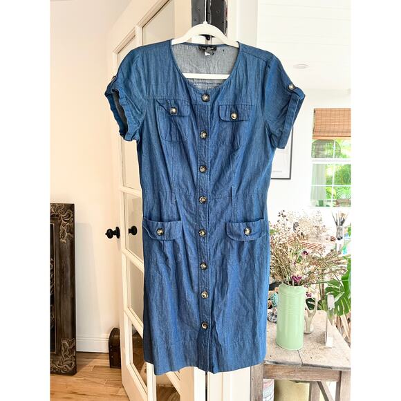 Spence Denim Button-Down Dress, Size 10 - Picture 1 of 6